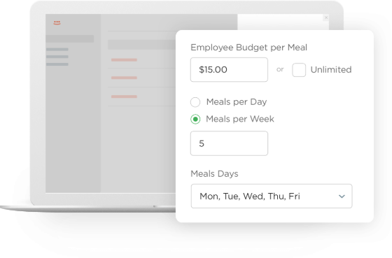 Part of the corporate dashboard interface — Treat your team to great restaurants