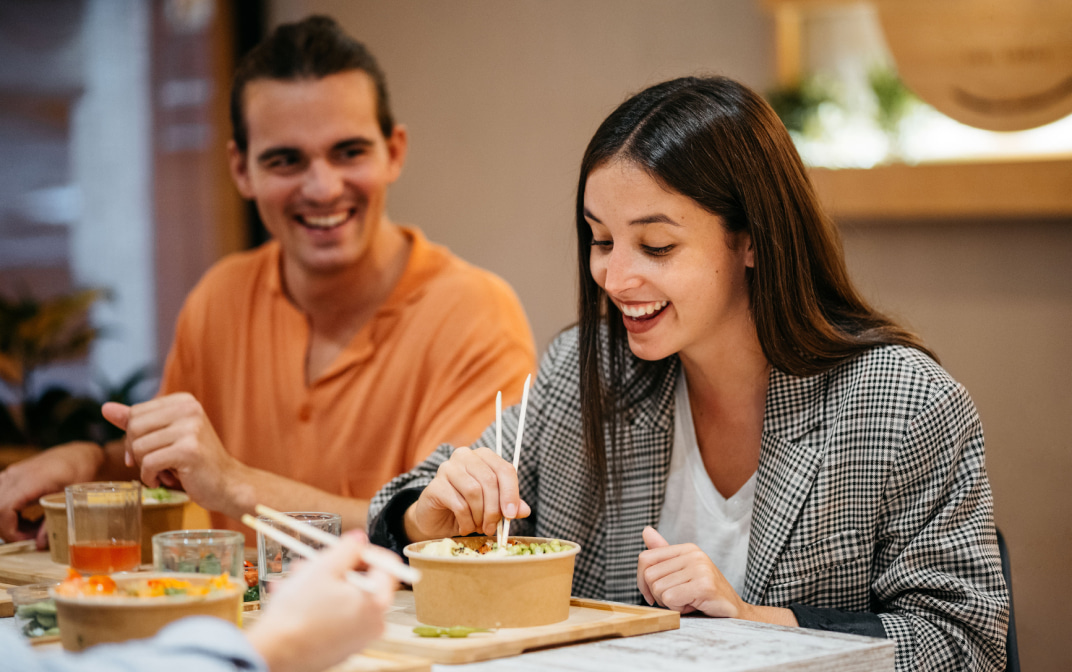 Two people having dinner — More business for your quick serve spot, coffee shop, full service restaurant or food truck